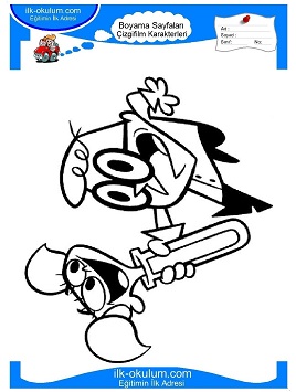 Çocuklar İçin Dexter Labaratuarı Boyama Sayfaları 